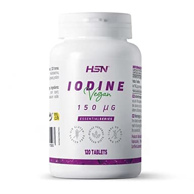 HSN Yodo 150mcg | 120 Tabletas | Procedente de 192,2mcg de Yoduro Potásico | 100% Valores Diarios del Mineral | No-GMO, Vegano, Sin Gluten