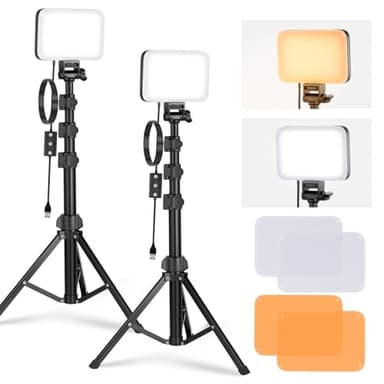 NEEWER Básico Kit Iluminación Panel Luz Vídeo LED, Paquete de 2 Luz Estudio Portátil Regulables Bicolor con Soportes y Filtros, 3200K~5600K CRI 95 750lux para Fotografía, Grabar, Live Streaming, BP66