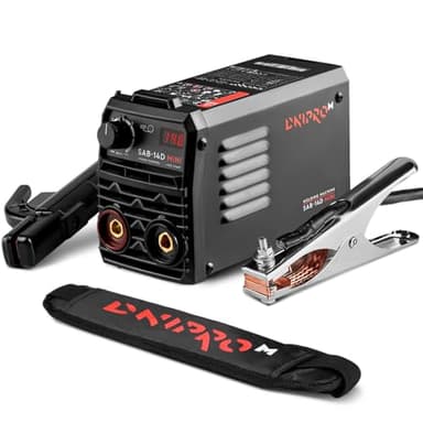 Dnipro-M SAB-14D MINI Soldador Inverter IGBT 230V 140A con Funciones HotStart y Control Térmico, Electrodo de 1.6 a 4mm, Cable de 3m, Eficiencia del 90%, Protección IP21S