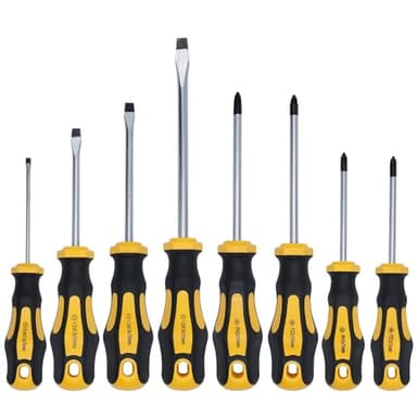 CCLIFE Juego Destornilladores Magnéticos,Screwdriver Set con Phillip, Plana, Pozidriv Mangos Ergonómicos-Material de Cromo Vanadio 8 Piezas: SL+PH+PZ