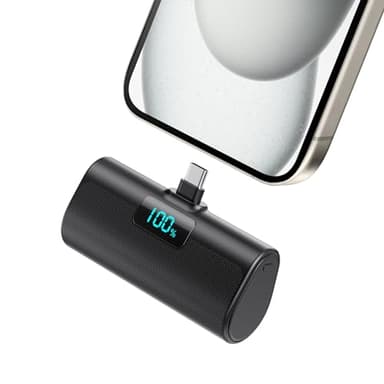 Batería Externa para iPhone Serie 15/16, 5200mAh USB C Power Bank Carga Rápida, Ultra-Ligera Batería Portátil con Pantalla LCD Mini Cargador Portátil para iPhone 16/15/15 Plus/15 Pro MAX Samsung etc.