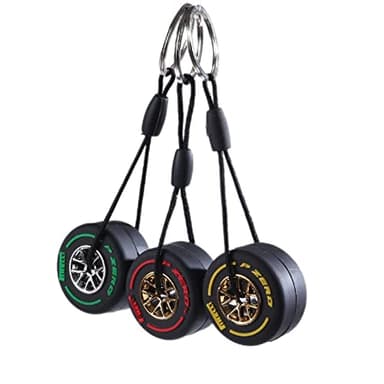 Llavero de neumático de carreras F1 (3 piezas) llavero de neumático mini de 3 colores, bonito llavero de neumáticos, material de goma suave, utilizado para decoración de automóviles, Rojo -, 2.36*2.36