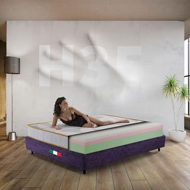 Colchón Memory King Size 200 x 200 cm, colchón americano multicapa de zonas, 35 cm de altura, colchón ortopédico para pesos extra | Colchón hipoalergénico fabricado en Italia - Mod. Equilibrium H35