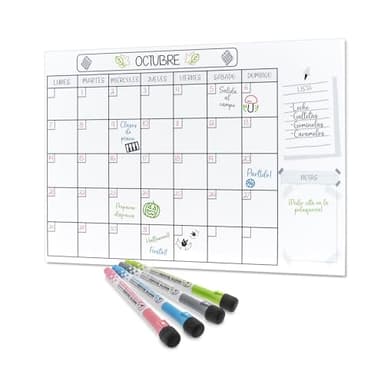 RE® Calendario Magnético Nevera Tamaño A4 + 4 Rotuladores | Pizarra Magnética Nevera con Planificador Mensual y Semanal | Organizador para Planificar Tareas, Menú y Lista de la Compra