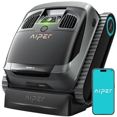 AIPER Scuba X1 Robot Piscina Limpiafondos y Paredes, Potente Succión de 6600 GPH con Doble Chorro, Sistema de Filtración Multicapa, Limpieza de Línea de Agua, Ideal para Piscinas de Obra hasta 200 m²