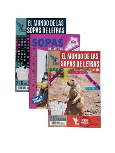 Sopas de Letras, Pack de 3 Unidades, 300 Páginas, 630 Sopas de Letras