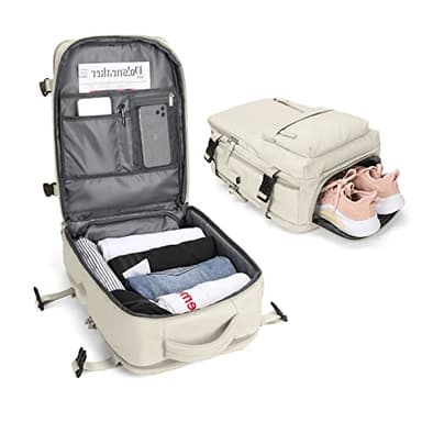 BJLFS Mochila Viaije Cabina Avion para Ryanair Equipaje de Mano Ryanair Maletas De Viaje Cabina 20L Bolsa de Viaje Mujer para Cabina avion Mochila Portatil 14 Pulgadas,Beige