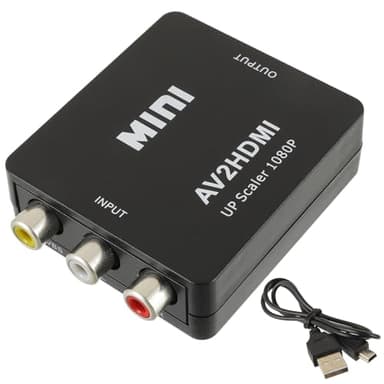 EPLZON Adaptador RCA a HDMI, Convertidor AV a HDMI, 1080P RCA Compuesto CVBS Convertidor Audio vídeo para Soporte PAL/NTSC con Cable Carga USB para PC/portátil/Xbox/TV/VHS/VCR/DVD Proyector(Negro)