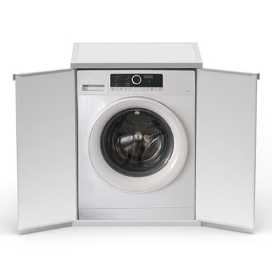 Adventa: Mueble cubre lavadora de resina de PP, PVC y ABS, universal, fácil de montar, resistente a la humedad, lavadero, garaje, exterior, 68,5 x 64,5 x 88 cm, blanco