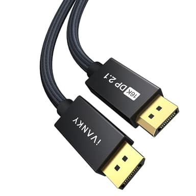 IVANKY Cable DisplayPort de 16 K 2.1, 4K @ 240Hz/165Hz/144Hz, 16K @60Hz, 8K @120Hz, 2K @240Hz, cable DP 2.1 compatible con HDR10, FreeSync, G-Sync, DSC1.2, para monitor de videojuegos - 3m