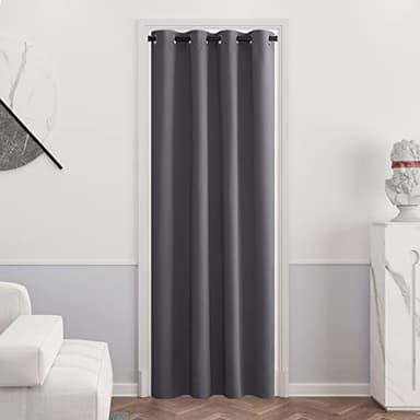PONY DANCE Cortina Dormitorio Opaca 1 Pieza 140x240 CM, Termicas Aislantes Frio y Calor para Salon Modernas Cortinas Gris Blackout para Puerta con Ojales