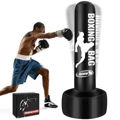 JUOIFIP Saco de Boxeo for Adults 69'' Heavy Bag with Stand Inflatable Saco Boxeo Adulto Freestanding Kickboxing Bag Equipment for Training MMA Muay Thai Fitness to Use Outdoor Indoor