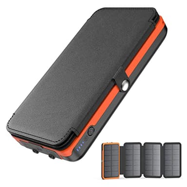 Cargador Solar 27000mAh Power Bank - Hiluckey 22.5W Cargador de Teléfono Portátil de Carga Rápida con 4 Paneles Solares USB C PD Batería Externa con 3 Salidas USB para Smartphone Tablet