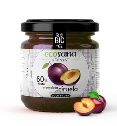 ECOSANA MERMELADA EXTRA CIRUELA SIN AZÚCAR CERTIFICADO BIO by DRASANVI - VEGANO - SIN GLUTEN - 250g