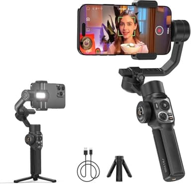ZHIYUN Smooth-5S AI [Oficial] Estabilizador Smartphone, Handy Gimbal de 3 Ejes con Trípode, AI Tracker, Luces de Llenado, Estabilizador de Teléfono Móvil, para Vlog, Youtube, TikTok