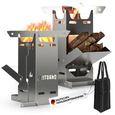 Zentorno® Rocket Stove 2023 - Estufa de leña para exteriores de acero inoxidable (inoxidable, para sartenes y ollas de hasta 17,5 cm de diámetro)
