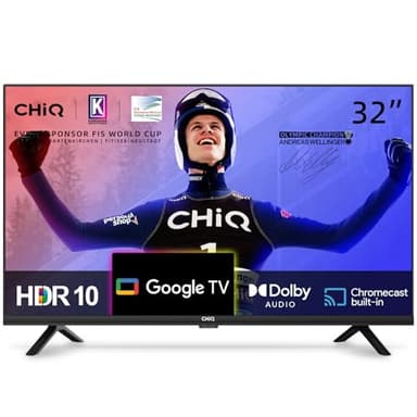 CHiQ L32H7G 32 Pulgadas TV, Smart TV, HD LED TV, Diseño sin Marco, HDR Google