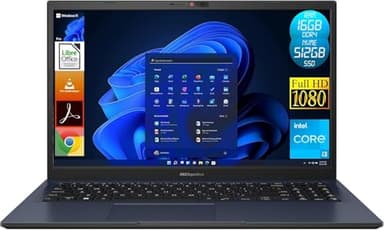 ASUS ExpertBook B1 (B1502), pantalla portátil de 15,6 pulgadas Full HD, CPU Intel Core i3-12th, 16 GB de RAM DDR4, 512 GB NVMe SSD, Windows 11 Pro – Portátil listo para usar