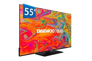 Daewoo 55DM65QV - QLED Smart TV 55 Pulgadas 4K HDR, Dolby Vision & Dolby Atmos, Compatible con Alexa, Peana Central, Diseño sin Marcos