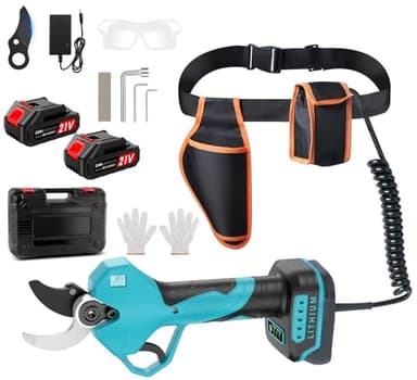 Tijeras de Podar Electricas,incluir Riñonera y cable de extensión Apertura Máxima de La Hoja 50mm, 21V*4000mAh Batería Sharp Sk7, Tijeras de Podar con Motor Brushless para Jardinería,Árboles Frutales