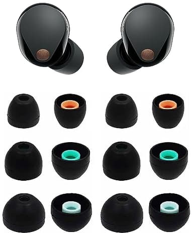 ALXCD Almohadillas compatibles con Auriculares Sony WF-1000XM5, S/M/L, 3 tamaños, 6 Pares de Almohadillas de Silicona Suave, compatibles con Sony WF-1000XM5 Silicon Earips XM5, 6 Pares, Color Negro