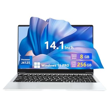 Ordenador Portátil 14.1'', Celeron J4125 CPU, PC Portátil 8GB RAM LPDDR4 256GB SSD, Portatil Windows 11 con Convertible 180°IPS FHD Pantalla, Laptop con USB3.0, BT5.0, Mini-HDMI, TF Card Slot