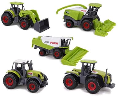 Toyland® Set de 5 Juguetes de maquinaria agrícola de Metal Fundido a presión Verde - Aproximadamente 4,5 cm Cada uno - ¡Incluye Tractores, cosechadoras y más!