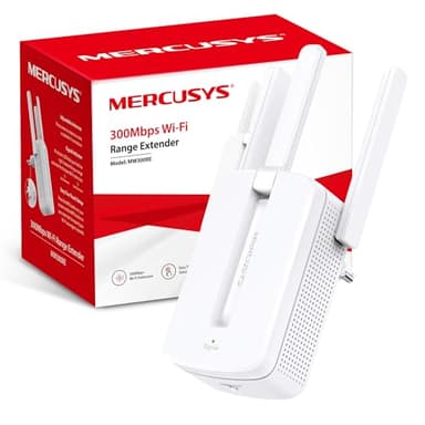 MERCUSYS MW300RE - Repetidor Wi-Fi N300Mbps, Dos potentes antenas externas, amplificador, Indicador de señal inteligente, WPS, MIMO, Configuración de aplicación