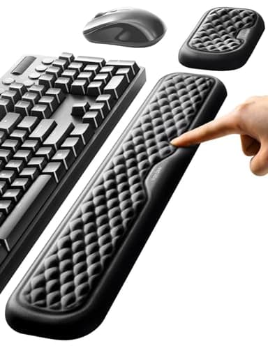Vaydeer Juego de Reposamuñecas Ergonomicas de Espuma Viscoelástica para Teclado y Mouse, para Oficina, Gaming - Negro
