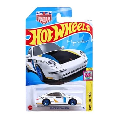Hot Wheels '96 Porsche Carrera Myles Walker HW: The 90's 1/10 (174/250) HTF01 Blanco 2024 + Protector Short Card Frikimonkey