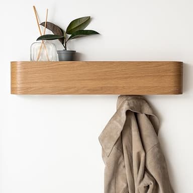 Kazai. Perchero Pared Madera 'Toke' | Diseño Moderno con Ganchos Ocultos | Panel de Chapa de Madera Maciza | Roble