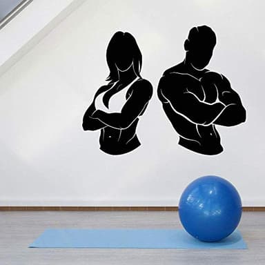 Gym Girl Fitness Bonitas Pegatinas De Pared Vinilo Gym Club Logo Decoración Calcomanías Desmontables 79X63Cm