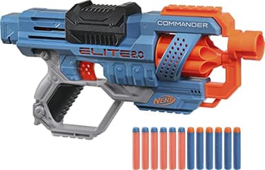 Nerf Elite 2.0 Commander RC-6 Lanzador de Dardos de Espuma de Juguete con 12 Dardos, Tambor para 6 Dardos, Regalo de Juego de Acción para Niños y Niñas de 8 Años o Más, Actividades al Aire Libre