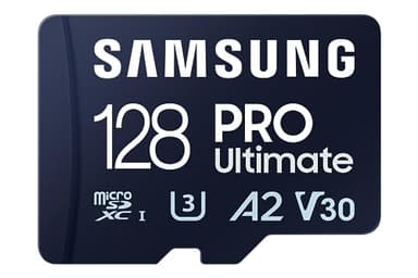 Samsung PRO Ultimate Tarjeta de Memoria MicroSD con Adaptador SD, 128 GB, 200 MB/s y 130 MB/s, UHS-I, C10, U3, V30, A2, 4K UHD, Apta para Smartphone, Tablet, GoPro, DJI Dron, Steam Deck (MB-MY128SA)