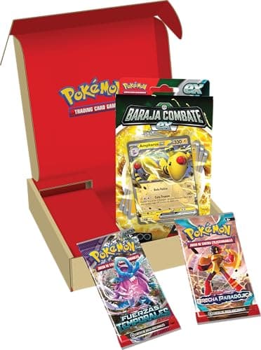 Pokémon JCC baraja Combate ex de Ampharos ex y Lote de 2 Paquetes de Mejora (baraja de 60 Cartas Lista para Jugar)