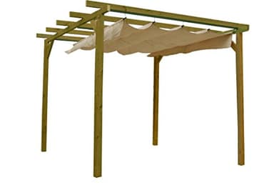 AD servicios Pérgola de Madera tratada con toldo corredero (270x270x254 cm)