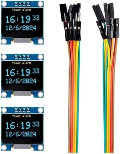 ELEGOO 3x 0,96 Pulgadas OLED Display Screen, Módulo de Pantalla de Visualización de 128 x 64, con Cable DuPont, Pantallas Compactas y Autoiluminadas I2C Compatible con Arduino y Raspberry