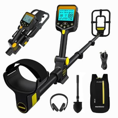 LOLARAN Detector de Metales con Batería de Litio Recargable - Ligero y Plegable, Pantalla LCD Grande, Bobina de 10 Pulgadas Impermeable, Ideal para Principiantes