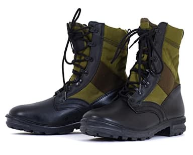 Botas militares originales del ejército alemán para hombre, botas militares de cuero para hombre, color negro y verde, Negro -, 40 EU