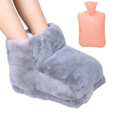 YANGUN Calienta Pies, 1L Calienta Pies Bolsa Agua Caliente con Felpa Funda, Calentador de Pies sin Electricidad, Calefactor Pies Zapatillas Peluche, para Mujeres, Hombres, Adultos