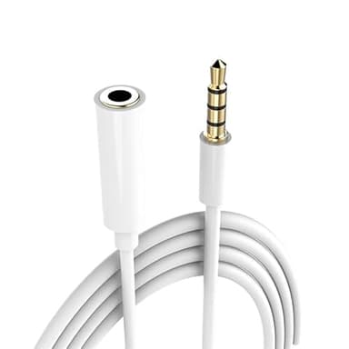 CABLEPELADO Cable alargador Jack 3.5 mm con microfono 4 Pines | Alargador Auriculares 3.5mm | Macho a Hembra | Compatible con Compatible con PS5 / PS4, Cascos, Altavoz, PC, Móvil | Blanco | 3 Metros