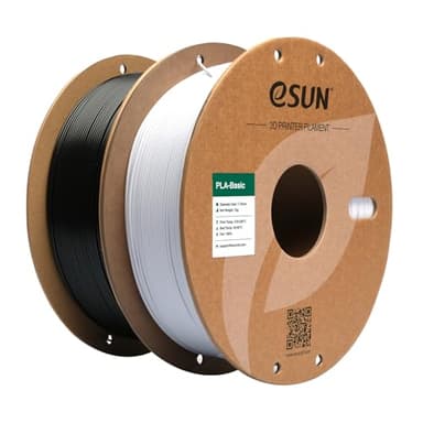 eSUN PLA Filamento 1.75mm, PLA Basic Filamento Precisión Dimensional +/- 0.05mm, 1KG por Carrete, 2 Carretes Filamento para 3D Impresoras,Blanco Frío y Negro