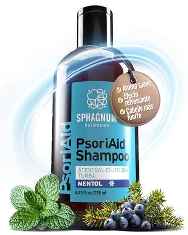 NUEVO 2025 Sphagnum Botanicals Champú Natural para Psoriasis – Tratamiento para Cuero Cabelludo Seco y con Picazón con Mentol, Ácido Salicílico 3% y Barro de Turba. Alivio para Caspa y Eczema, 250 ml