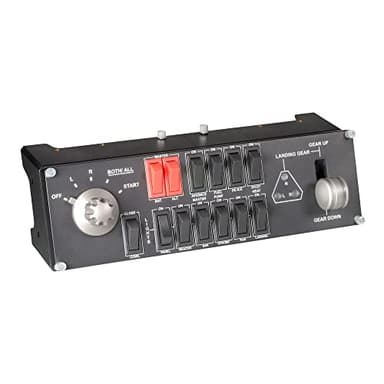 Logitech G Saitek Pro Flight Switch Panel de Conmutadores para Simulación de Vuelo, Pantalla LCD, Cinco Posiciones de Control Giratorio de Magneto, Controles de Tren de Aterrizaje, USB, PC - Negro
