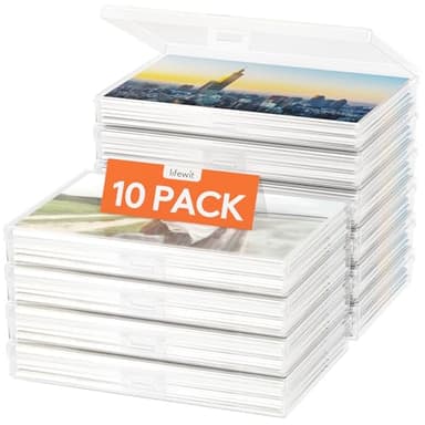 Lifewit 10 Pcs Caja Organizadoras Fotos Plástico,Caja Almacenamiento con 10 x 15 cm Fundas Interiores Fotos,Caixa Arrumação para Organizar Fotografías/Tarjeta/Imagen/Sello,Caja Almacenaje para Oficina