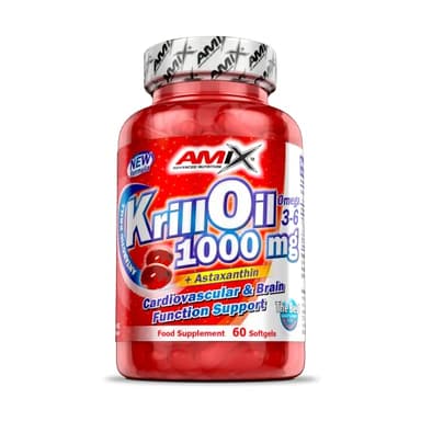 Amix - Krill Oil - 60 Caps - Rico en ácidos grasos esenciales Omega 3 y 6 - Procedente del antártico - yuda a cubrir los requerimientos diarios de ácidos grasos esenciales