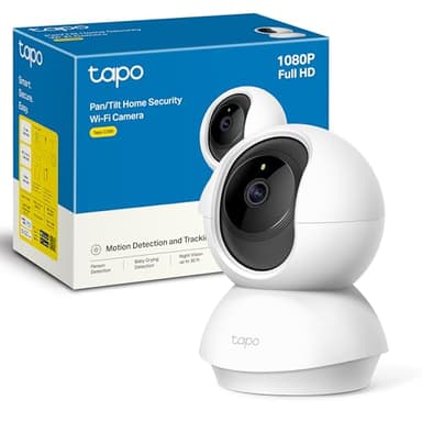Tapo C200 - Cámara IP WiFi 360° Cámara de Vigilancia FHD 1080p,Visión nocturna, Notificaciones en tiempo real, Admite tarjeta SD,Detección de movimiento,Control Remoto,Compatible con Alexa