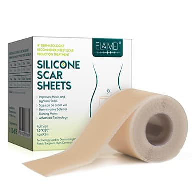 Parche de Silicona Para Cicatriz, Láminas de Silicona Parches Cicatrizantes, Profesionales Para Cicatrices Causadas por Cesárea, Cirugía, Quemaduras, Queloides, Acné y más (4CMx300CM)
