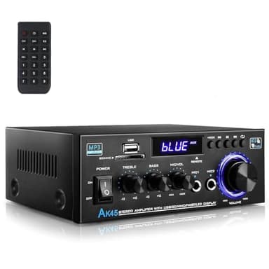 Romicta Amplificador Audio HiFi Estéreo 600W Bluetooth 5.0, 12V/220V 2 Canales, Pantalla LCD, Alta Fidelidad, Radio FM Portátil, Entrada SD/USB, para Hogar o Coche