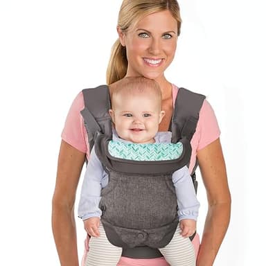 Infantino - Mochila portabebés Flip Advanced 4 in 1 con babero - Ergonómica - Convertible - Cara hacia dentro y hacia fuera - Delantera y trasera - Portabebe para Bebe entre 3,6-14,5 kg